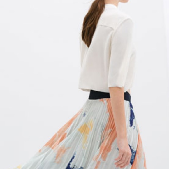 Zara  Pleated Print Skirt - Picture 2 of 2